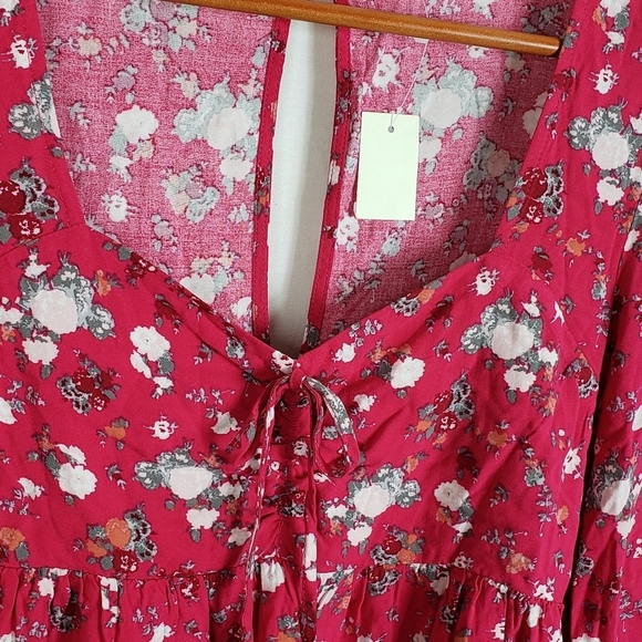NWT Aeropostale Pink Floral Long Sleeve Peasant Blouse Size M - Picture 2 of 7